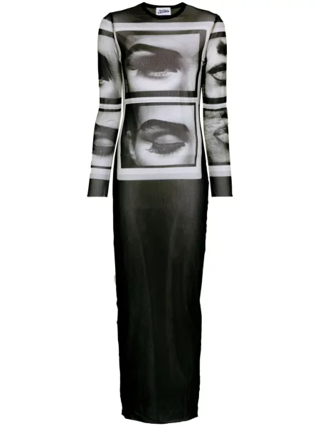 Rochie maxi Jean Paul Gaultier cu imagine plasă de costum negru