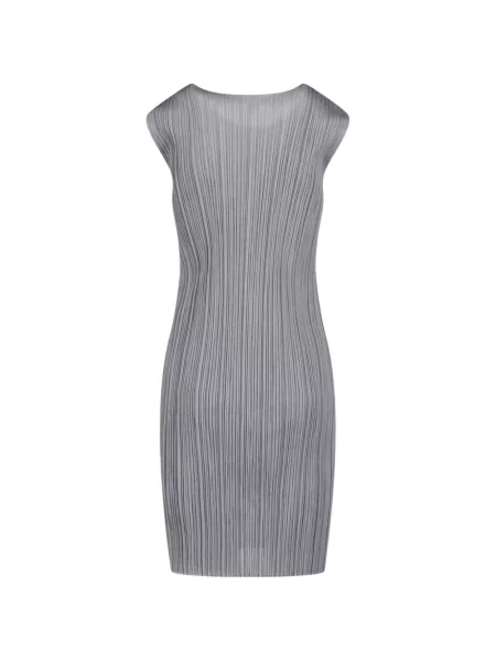 Αμάνικη μίντι φόρεμα Pleats Please Issey Miyake γκρι