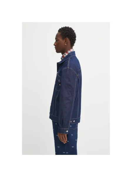 Maison Kitsuné kurtka jeansowa Trucker granatowy przejściowa niebieska