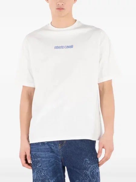 Tricou Roberto Cavalli cu imagine alb