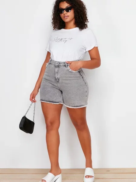 Pantaloni scurți din denim Trendyol gri