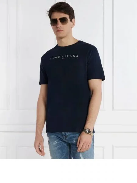 Tommy Jeans Póló LINEAR LOGO TEE EXT kék
