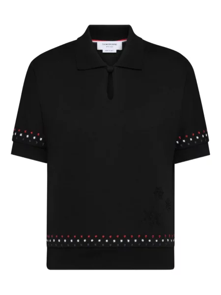 Polo Thom Browne cu broderie negru