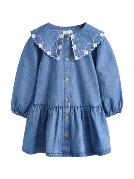 Next Rochie albastru denim alb