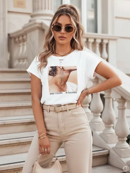 T-shirt FALCI Dstreet biały