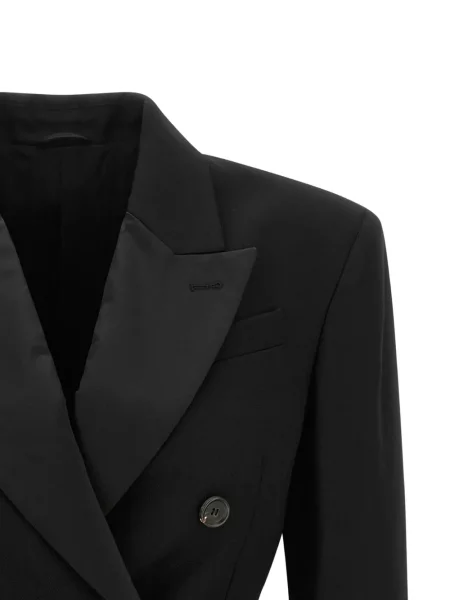 Vlněné dvouřadé sako Brunello Cucinelli černé