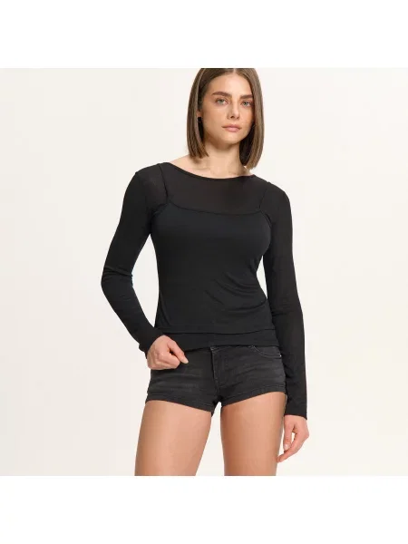 Лонгслив Cropp черный