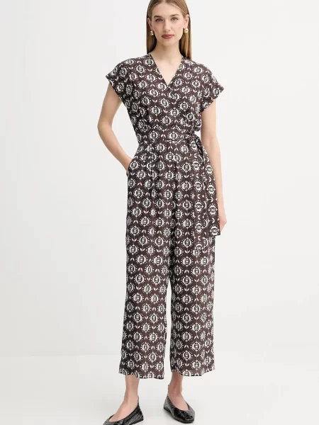 Salopetă Weekend Max Mara de mătase maro