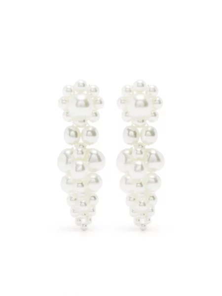 Cercei Simone Rocha cu perle alb