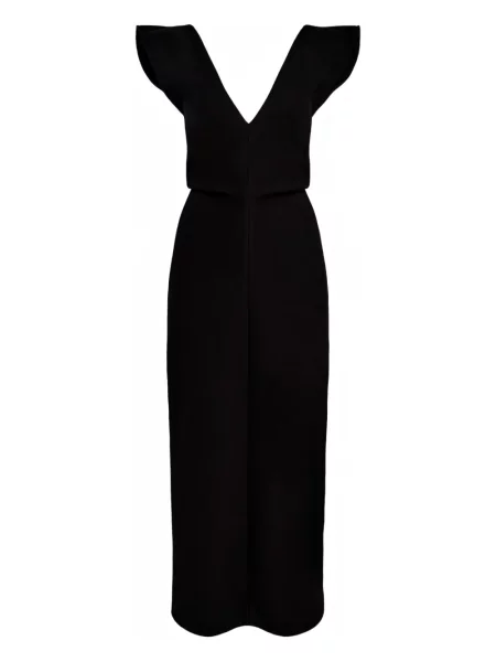 Rochie midi Proenza Schouler cu decolteu în V până la genunchi de costum negru