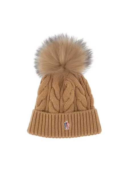 Czapka Moncler wełniana brązowa