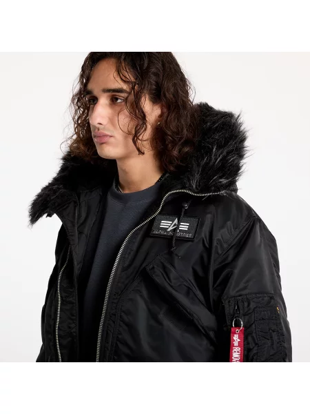 Geacă Alpha Industries Inc. cu glugă negru