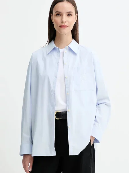 Calvin Klein Jeans koszula relaxed z kołnierzykiem klasycznym niebieski