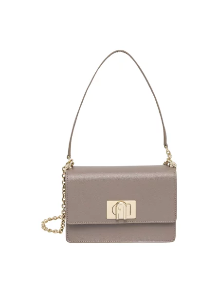 Furla torebka skórzana szara