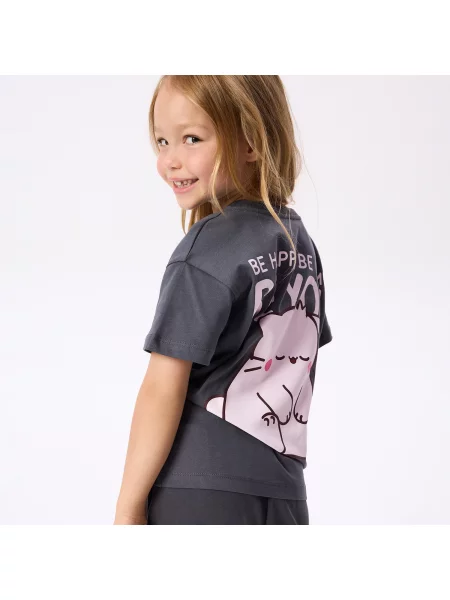 Reserved Pembe the Pink Cat mintás póló sötétszürke rózsaszín