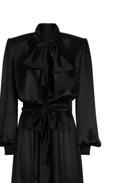 Saténové oblekové šaty Dolce & Gabbana černé