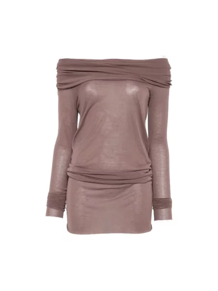 Top Rick Owens z odkrytymi ramionami brązowy