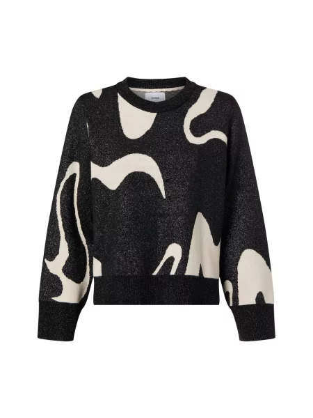 Nümph sweter z dzianiny NUMitzy Kobiety Sztuczne włókno czarny|biały wzorzysty S biały
