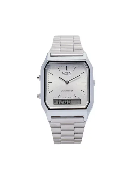 Lniany zegarek Casio retro szary