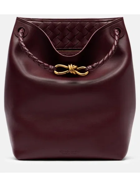 Geantă bucket Bottega Veneta din piele bordo