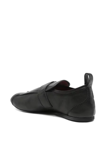 Sneakerși Plan C din piele cu cataramă negru