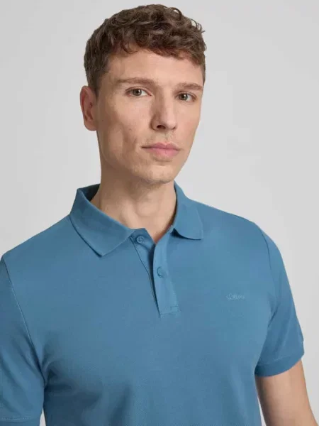 Koszulka polo z czystej bawełny o kroju regular fit S.oliver Red Label błękitne