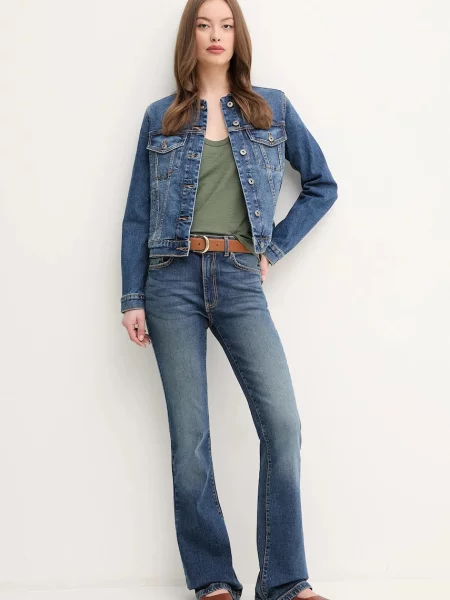 United Colors of Benetton jeans jakna z bombažem modra