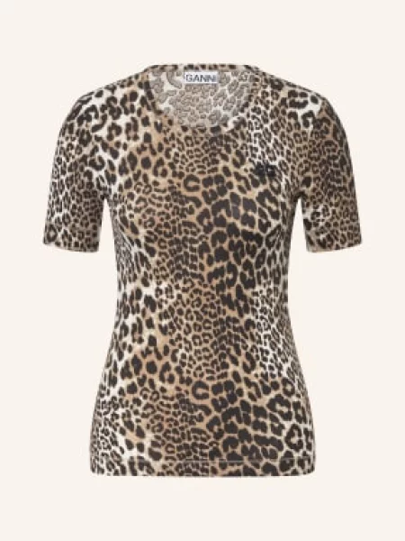 Ganni Koszulka braun beżowa