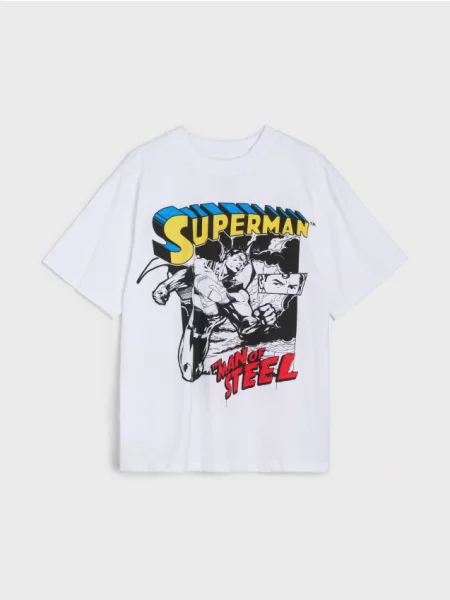 Sinsay oversize tričko s potiskem Superman The Man Of Steel bílá