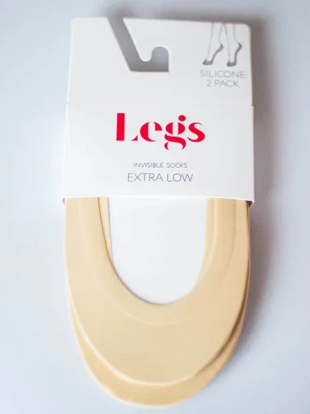 Женские следы 2 шт. 20 den LASER CUT SILICONE BAND COTTON бежеві