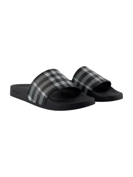 Klapki Burberry w kratę czarne