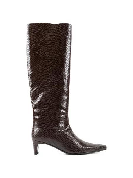 Botine Staud cu model piele de șarpe maro
