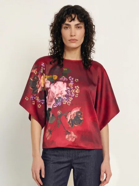 Ted Baker Saténová Košilová Halenka Otilee / tmavě žlutá / zelená červená