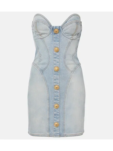 Rochie din denim Balmain de costum albastru