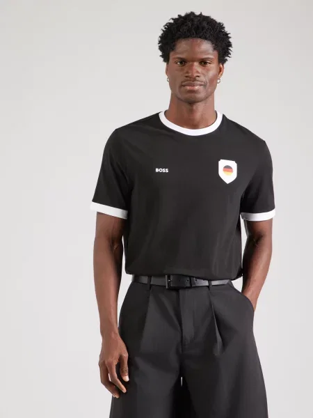 BOSS Tricou negru alb