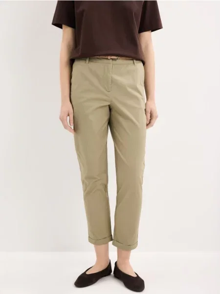 Mohito Chino slim kelnės su diržu gesinta žalia