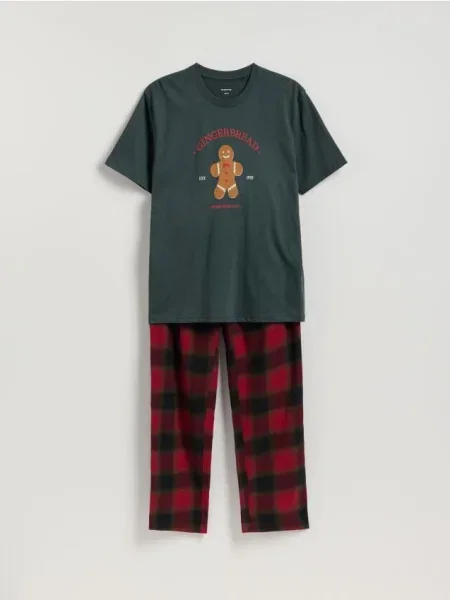 Пижама Reserved с принтом зеленая