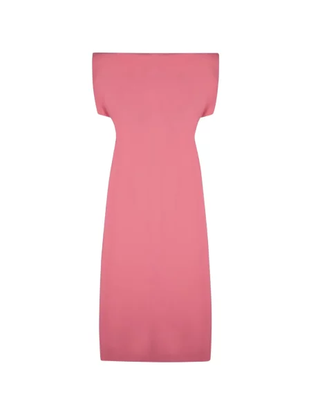 Rochie midi Oscar The Collection cu umerii deschiși roz