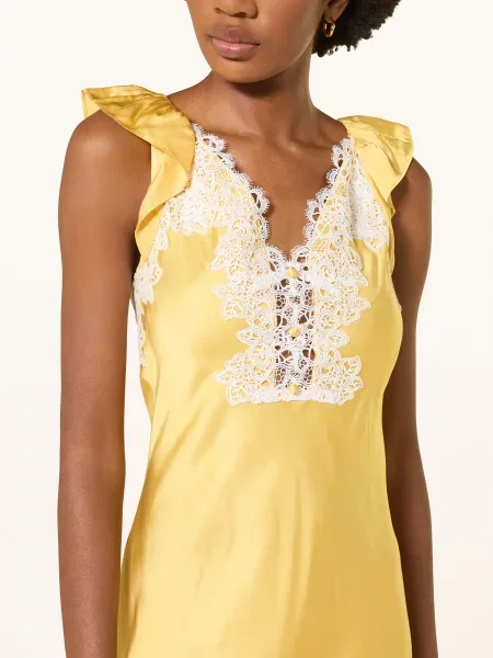 Claudie Pierlot Satynowa Sukienka Z Koronką gelb biała