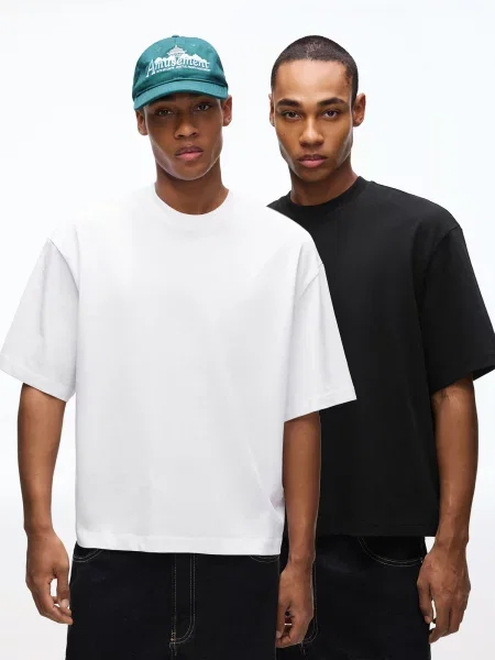 Bershka Tricou negru alb