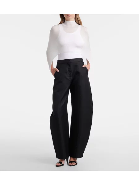 Top Alaïa de mătase alb