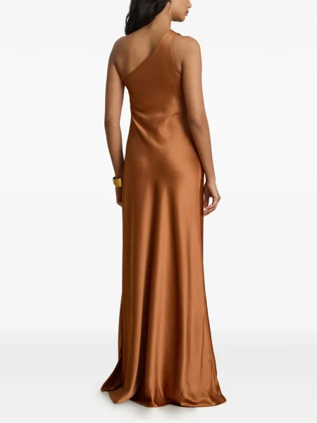 Rochie maxi Lauren Ralph Lauren cu un umăr gol maro