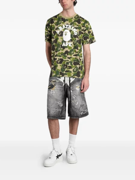 Tricou A Bathing Ape® cu imagine cu model camuflaj verde