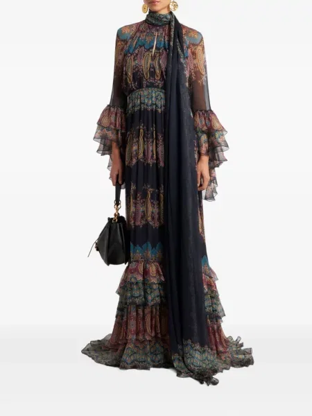 Rochie maxi Etro cu imagine cu model paisley de costum albastru