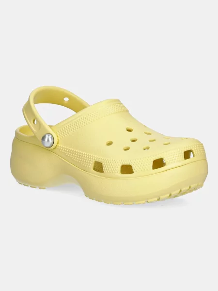 Чехли Crocs Classic Platform Pearl Clog с платформа жълто