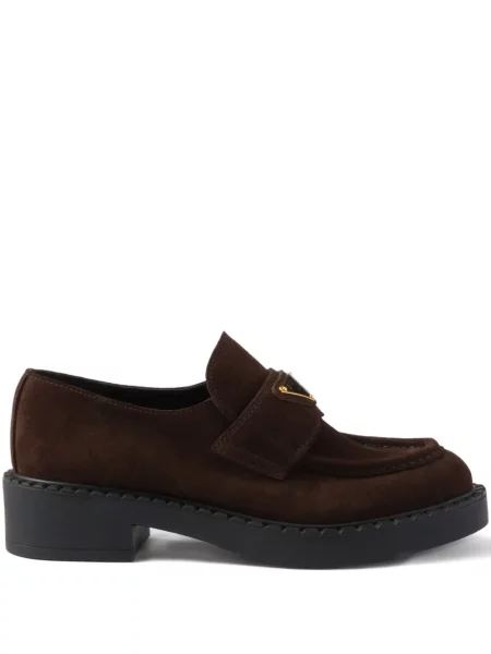 Pantofi loafer Prada din piele de căprioară maro