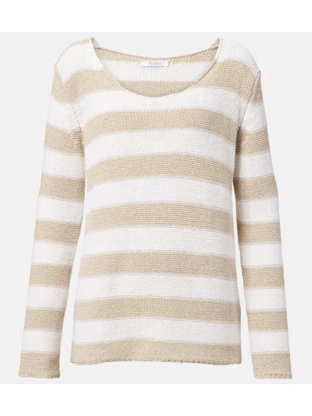 Pulover Max Mara de in cu dungi bej