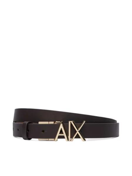 Armani Exchange pasek skórzany beżowy