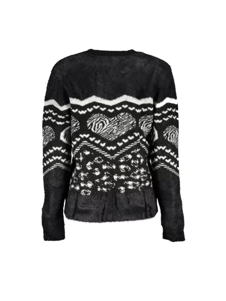 Golf Desigual elegancki z długim rękawem z wysokim kołnierzem czarny