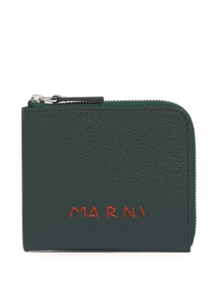 Portofel Marni din piele cu autograf verde